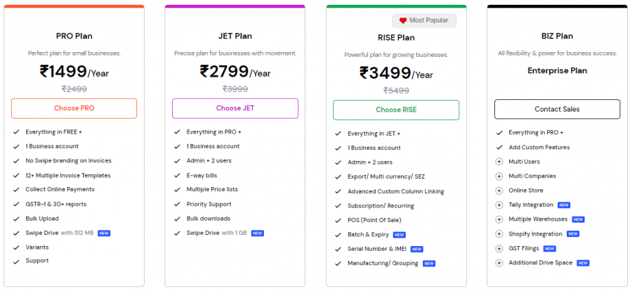 swipe Pricing Screenshot