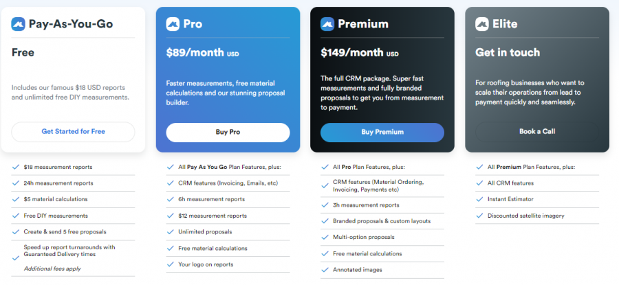 Roofr Pricing Screenshot