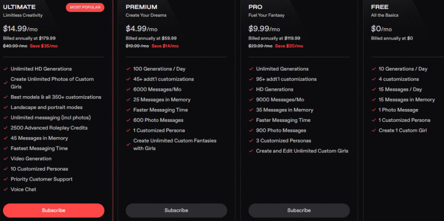 Nectar AI Pricing Screenshot