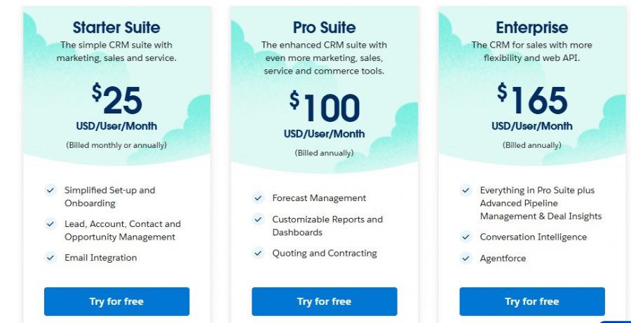 Salesforce Pricing Screenshot