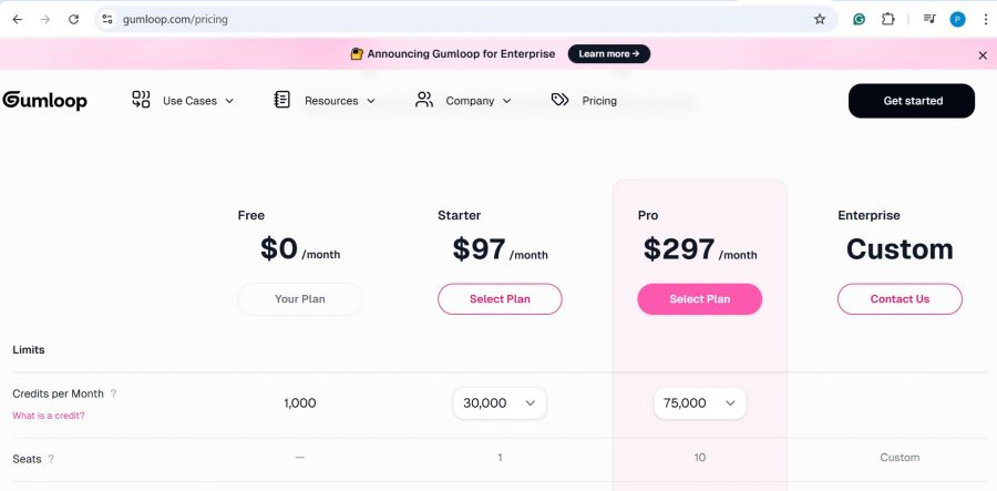 Gumloop Pricing Screenshot