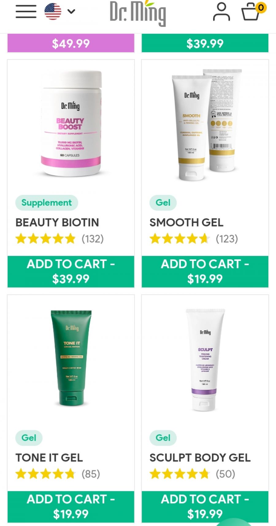 Dr. Ming Tea Pricing Screenshot