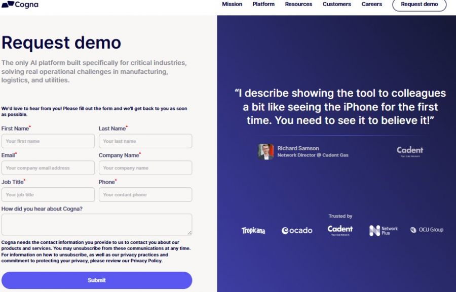 Cogna Pricing Screenshot