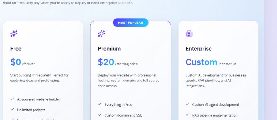 Cades Pricing Screenshot