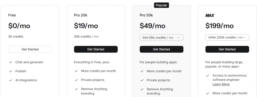 Create Pricing Screenshot