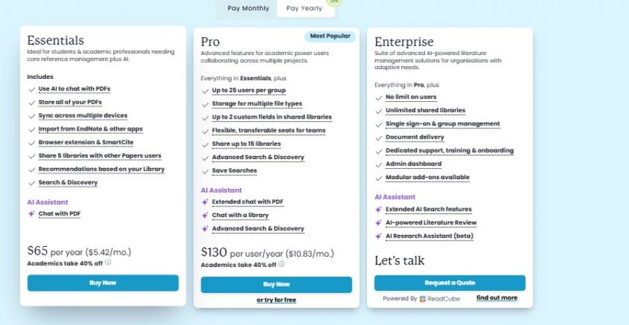 Papers Pro Pricing Screenshot