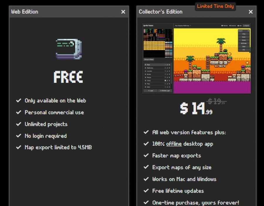 Sprite Fusion Pricing Screenshot