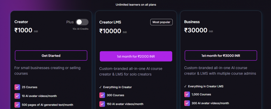 AI Quiz Generator by Coursebox Pricing Screenshot