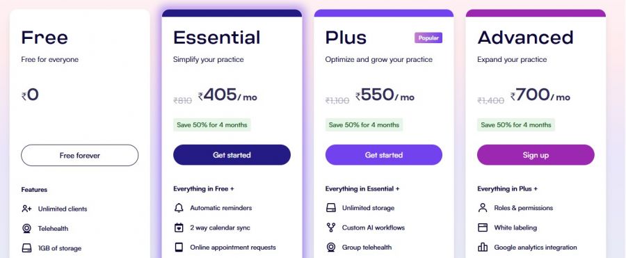 Carepatron Pricing Screenshot