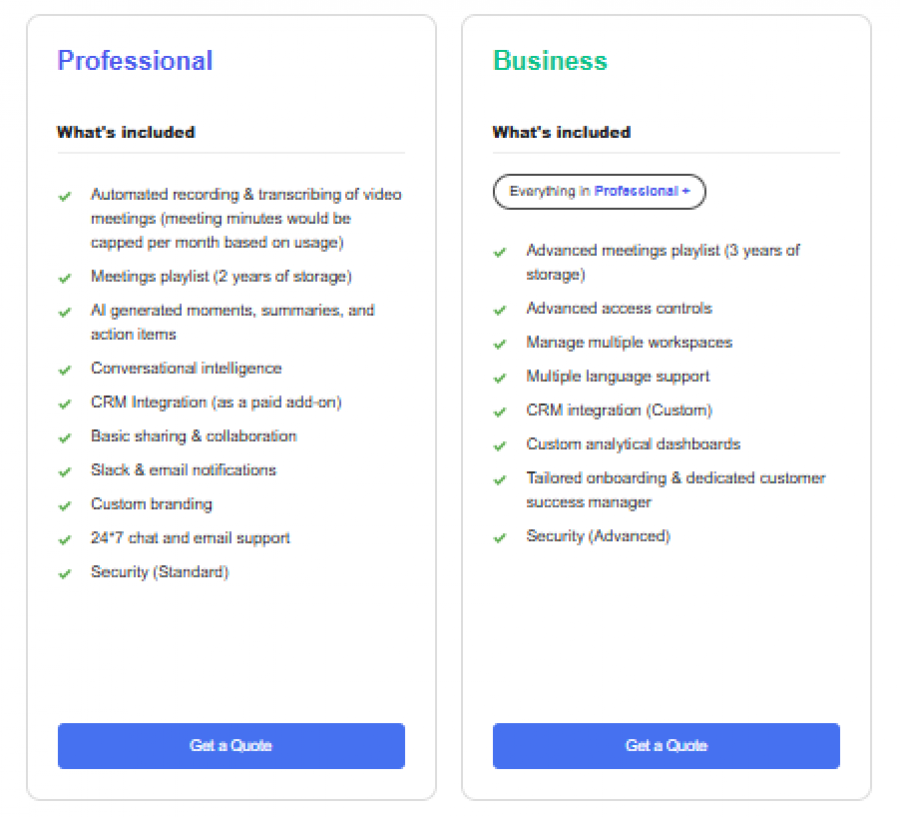 Goodmeetings Pricing Screenshot
