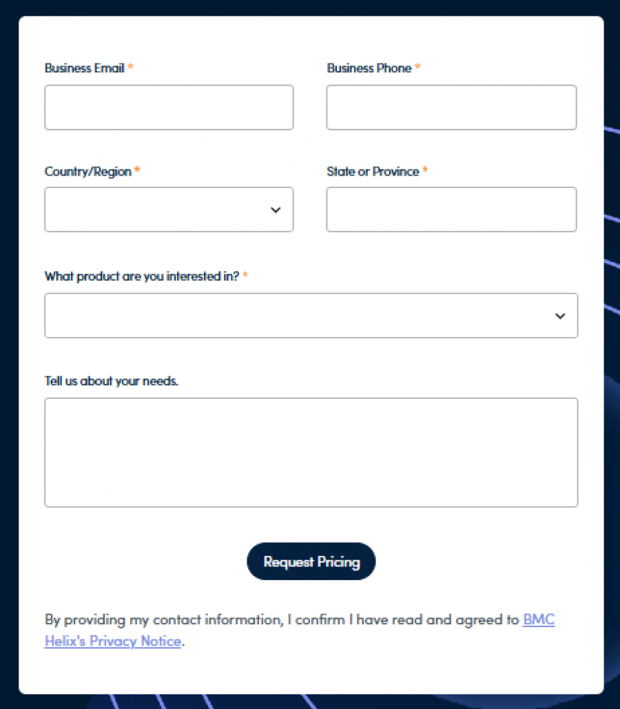 BMC Helix Pricing Screenshot