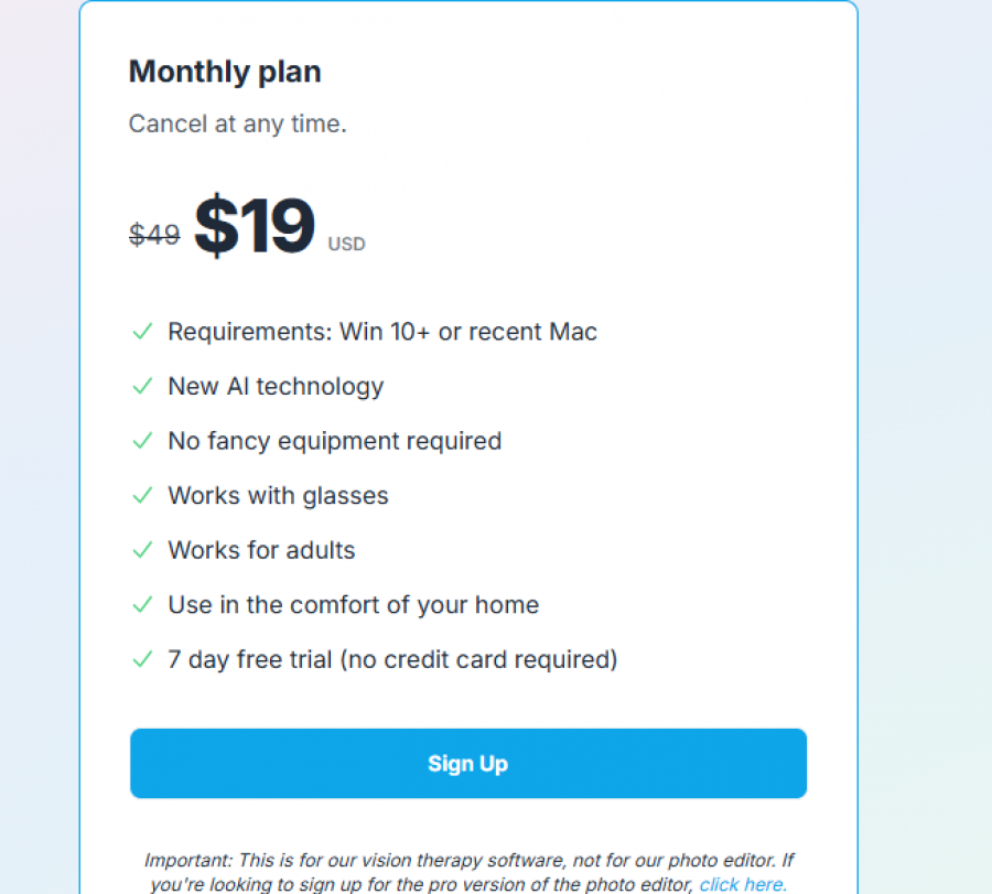 Lazyeyefix AI Photo Editor Pricing Screenshot