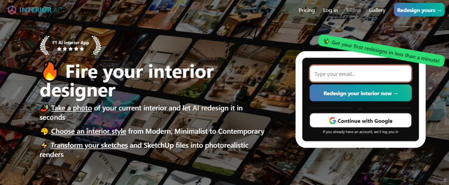 InteriorAI Pricing Screenshot