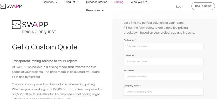 Swapp Pricing Screenshot