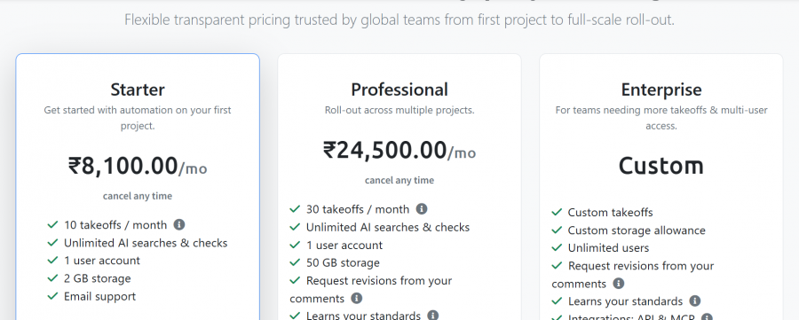 Civils.ai Pricing Screenshot