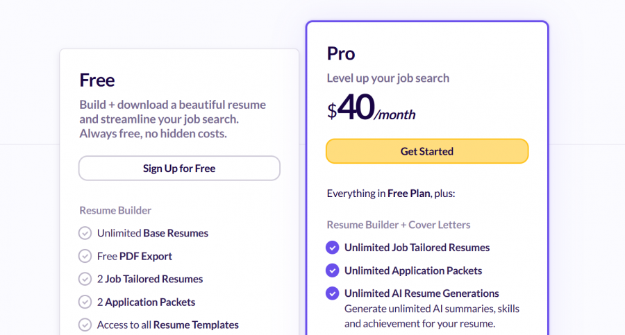 Huntr Pricing Screenshot