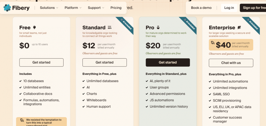 Fibery Ai Pricing Screenshot