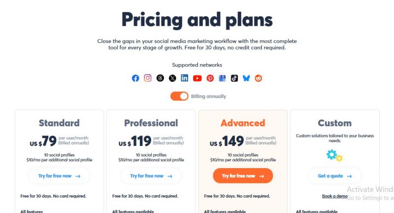 Agorapulse Pricing Screenshot