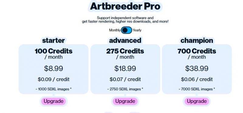 Artbreeder Pricing Screenshot