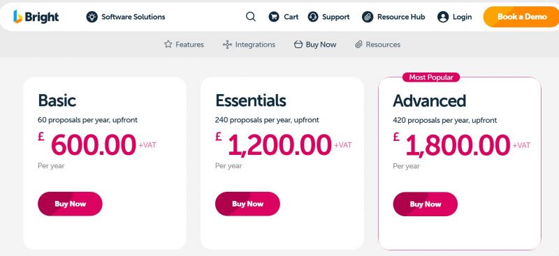 Bright Pricing Screenshot