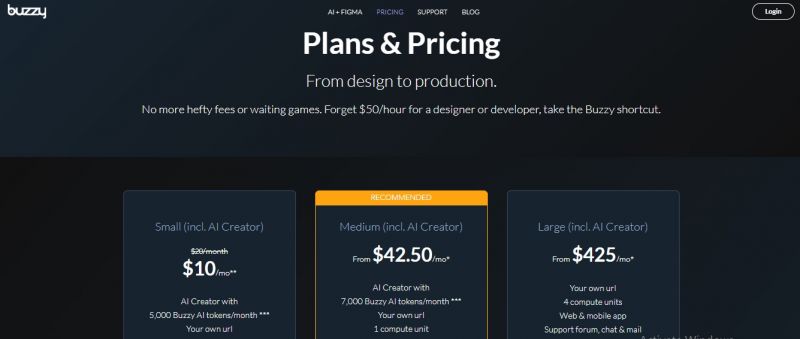 Buzzy Buzz Pricing Screenshot