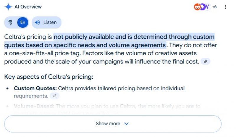 Celtra Pricing Screenshot