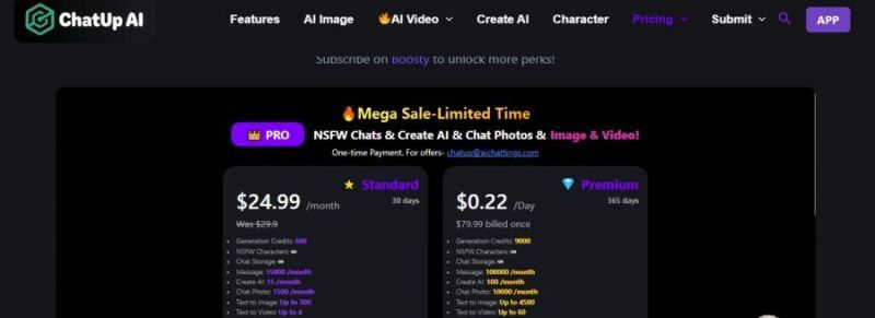 ChatUp AI Pricing Screenshot