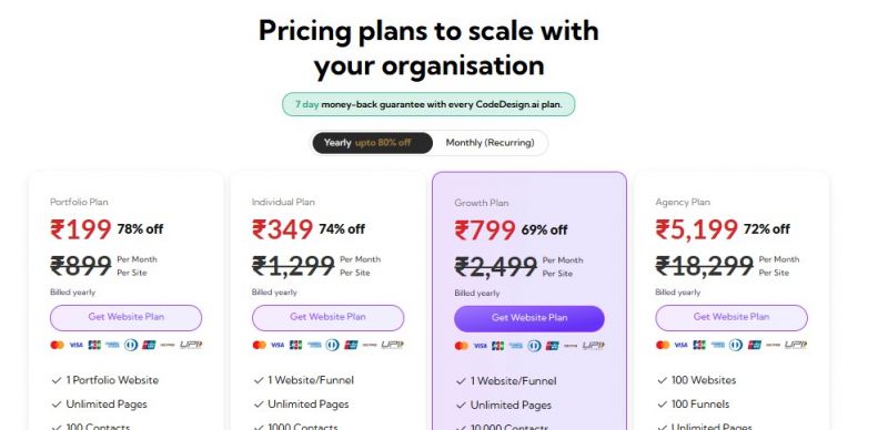 CodeDesign.AI Pricing Screenshot