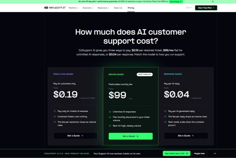 CoSupport AI Pricing Screenshot