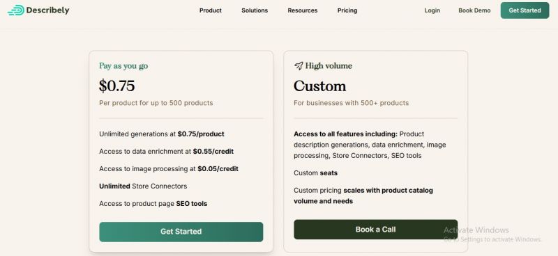Describely.ai Pricing Screenshot