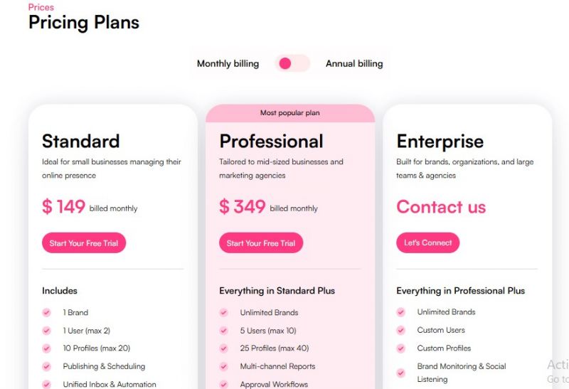 Eclincher Pricing Screenshot