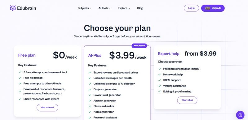 Edubrain AI Pricing Screenshot