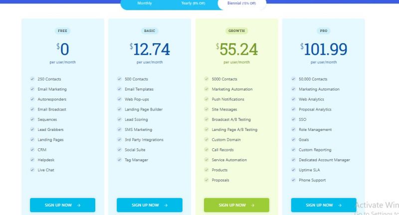EngageBay Pricing Screenshot