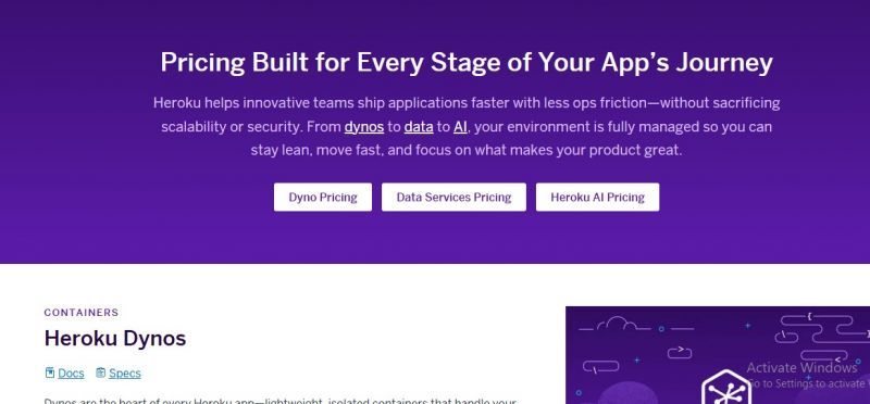 Heroku Pricing Screenshot