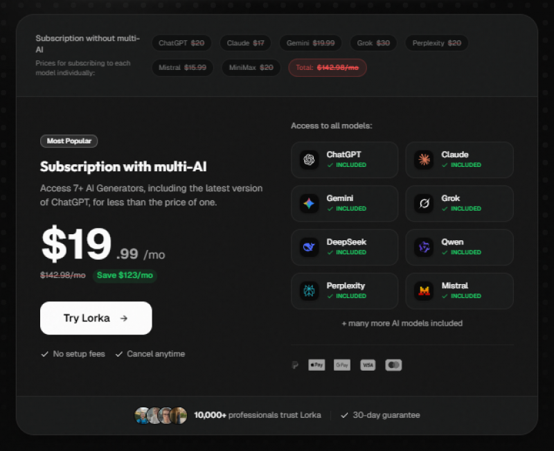 Lorka AI Pricing Screenshot
