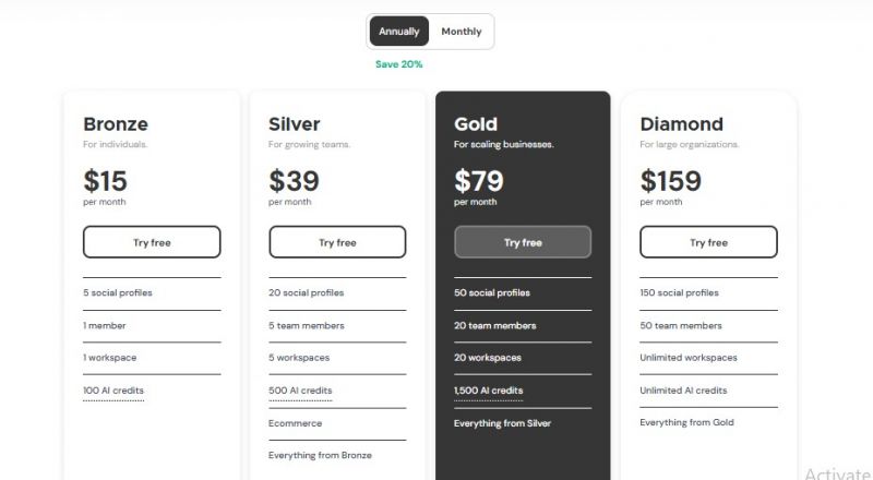 Ocoya Pricing Screenshot