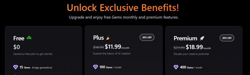 Promptchan Pricing Screenshot