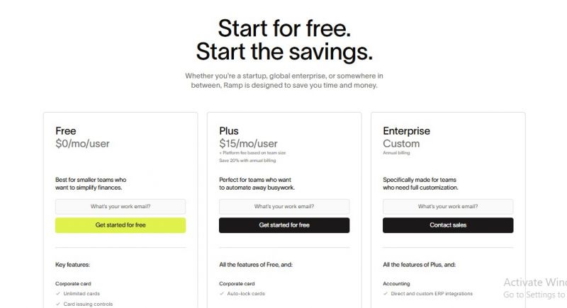 Ramp Pricing Screenshot