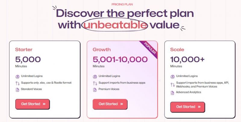 Rootle AI Pricing Screenshot