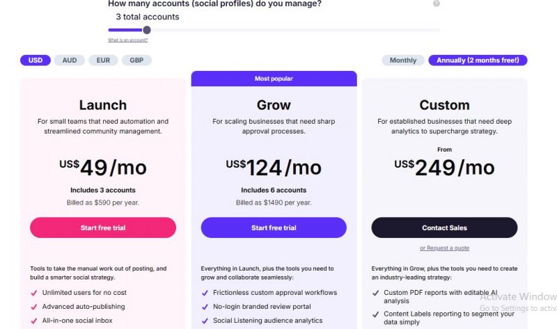 Sked Social Pricing Screenshot