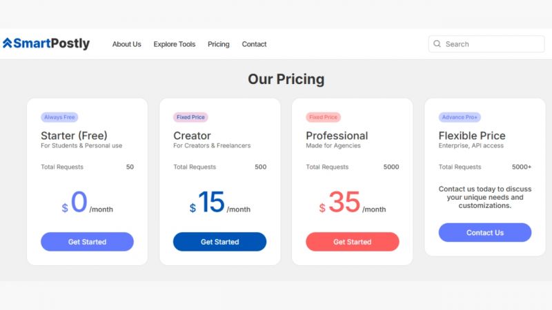 SmartPostly Pricing Screenshot