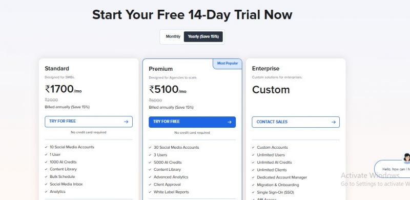 SocialPilot Pricing Screenshot