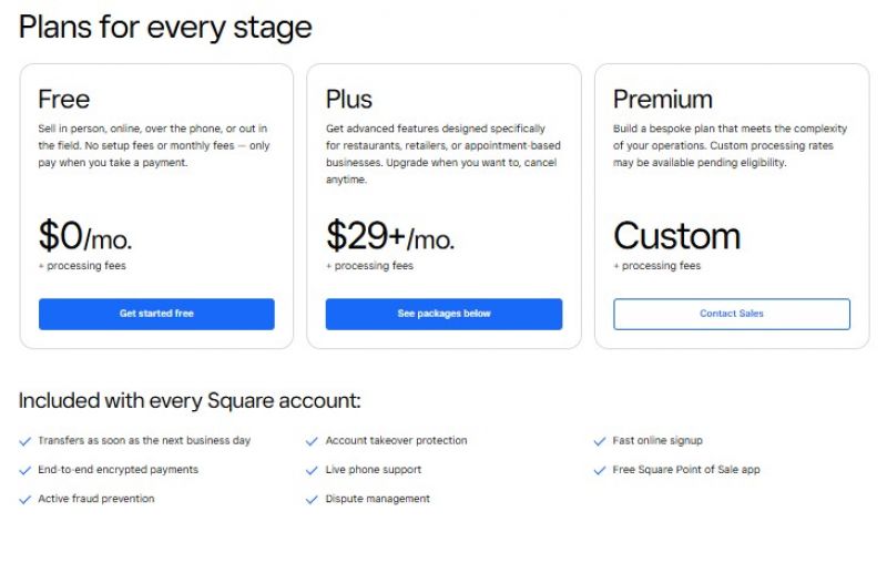 Square Pricing Screenshot