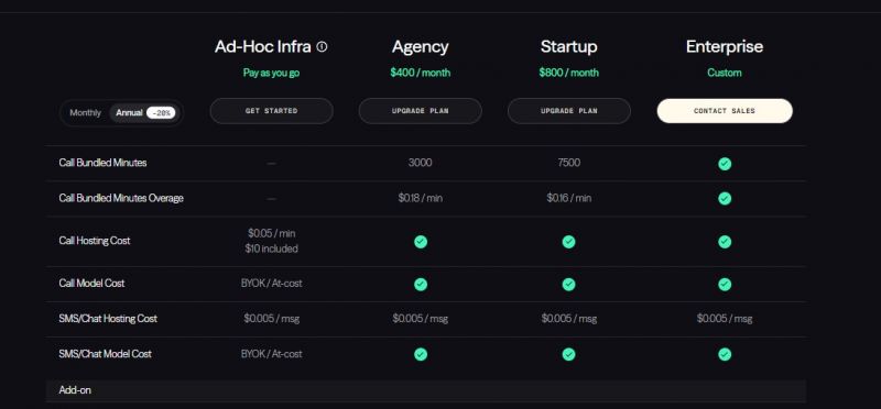 Vapi AI Pricing Screenshot