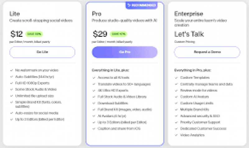 VEED Pricing Screenshot