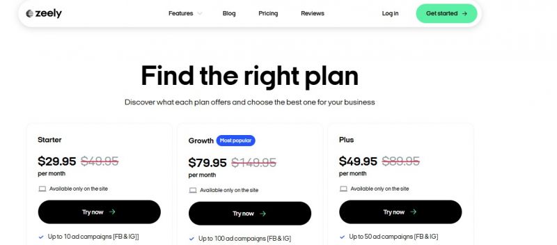 Zarely AI Pricing Screenshot