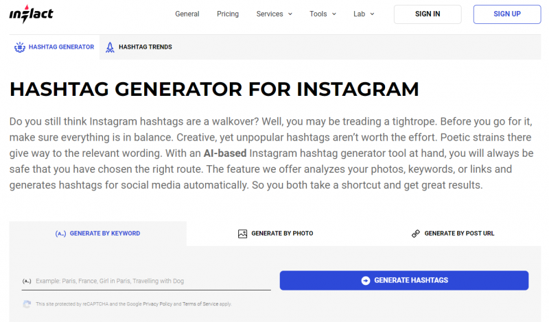 Inflact Hashtag Generator