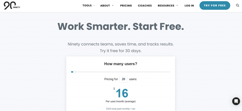 Ninety.io Home Page