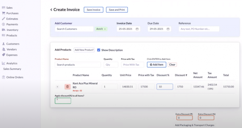 Swipe Create Invoice