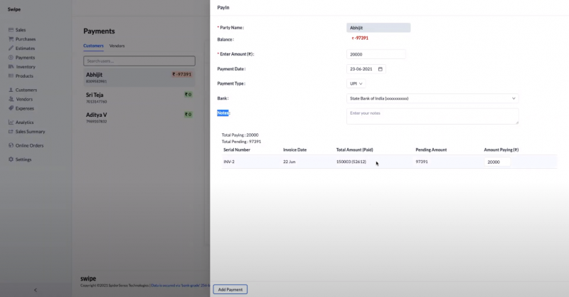 Swipe Manage Payments